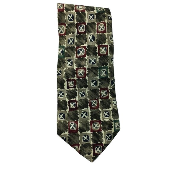 Mens Dress Necktie Structure Le Collection Grene X Squares Geometric u - Picture 2 of 4